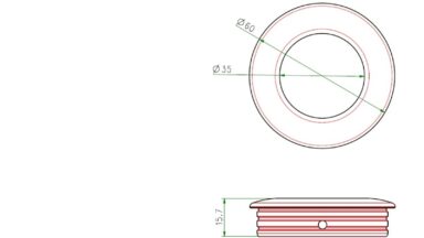 Muschel Barntrup Metall - Schwarz matt Pulverbeschichtung - 60 mm lang  vor weißem Hintergrund