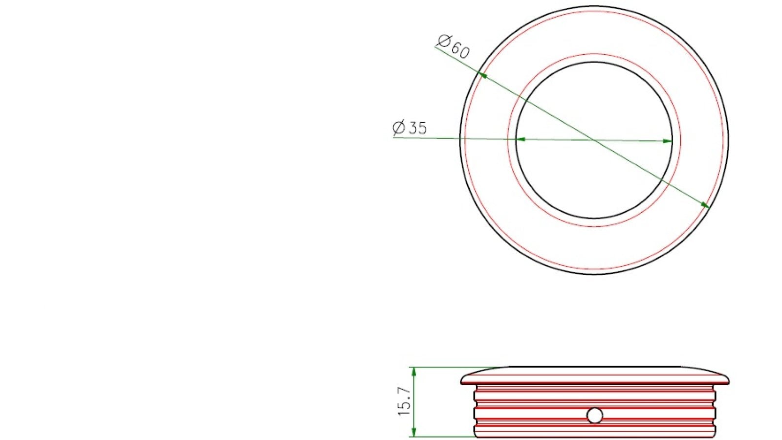 Muschel Barntrup Metall - Schwarz matt Pulverbeschichtung - 60 mm lang  vor weißem Hintergrund