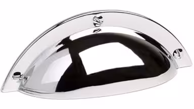 Muschelgriff Elsteraue Metall - Chrom glänzend galvanisiert - 92 mm lang vor weißem Hintergrund