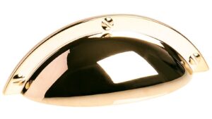 Muschelgriff Elsteraue Metall - Gold glänzend galvanisiert - 92 mm lang vor weißem Hintergrund