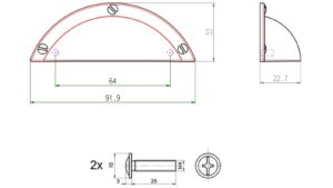 Muschelgriff-Elsteraue-gold-Zinkdruckguss-laenge-92-SP-1013687-ansicht-3 Muschelgriff Elsteraue Metall - Gold glänzend galvanisiert - 92 mm lang vor weißem Hintergrund