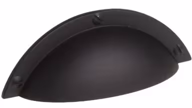 Muschelgriff Elsteraue Metall - Schwarz matt Pulverbeschichtung - 92 mm lang vor weißem Hintergrund