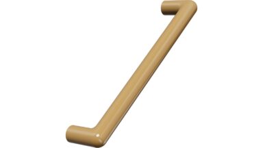 Griff ARCADE Zink - Beige Glossy Wet Sand - 174 mm lang vor weißem Hintergrund