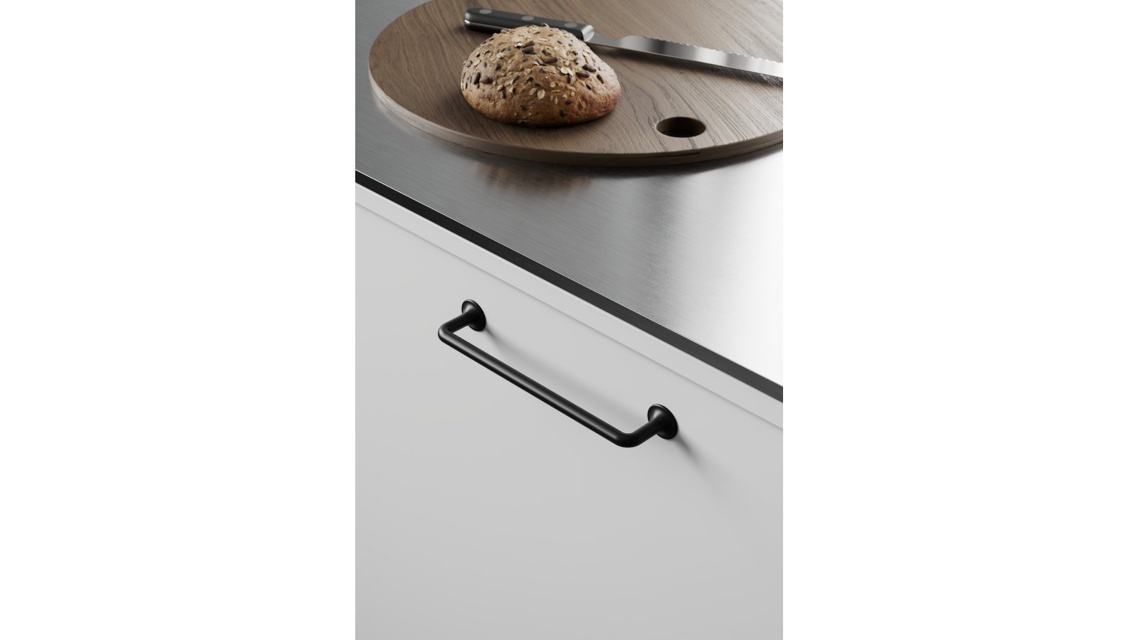 Moebelgriff-TANGO-schwarz-Zinkdruckguss-laenge-182-FP-001695-anwendung-2 Griff TANGO Zink - Schwarz matt - 182 mm lang vor weißem Hintergrund