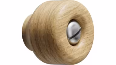 Knopf NOLA Edelstahl - Eiche FSC 100% - Lackiert - Edelstahl - 30 mm lang vor weißem Hintergrund