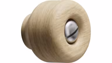 Knopf NOLA Edelstahl - Eiche FSC 100% - Nordische Eiche - Seidengeschliffen - 30 mm lang vor weißem Hintergrund