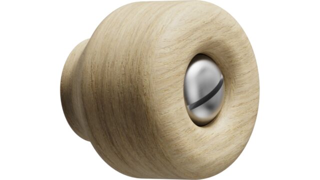 Knopf NOLA Edelstahl - Eiche FSC 100% - Nordische Eiche - Seidengeschliffen - 30 mm lang vor weißem Hintergrund