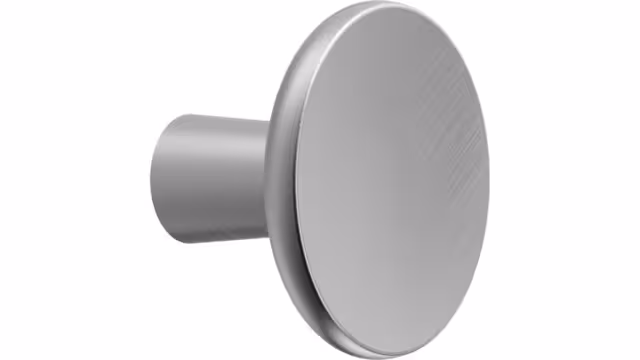 Knopf TERRA-KNOB Zink - Edelstahloptik - 37 mm lang vor weißem Hintergrund