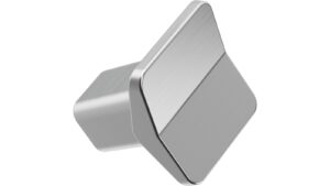 Knopf VIS-A-VIS-Knob Zink - Edelstahloptik - 26 mm lang  vor weißem Hintergrund