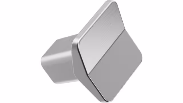 Knopf VIS-A-VIS-Knob Zink - Edelstahloptik - 26 mm lang  vor weißem Hintergrund