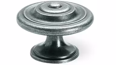 Designknopf Rheinberg Zamak zinn antik - 35 mm lang vor weißem Hintergrund