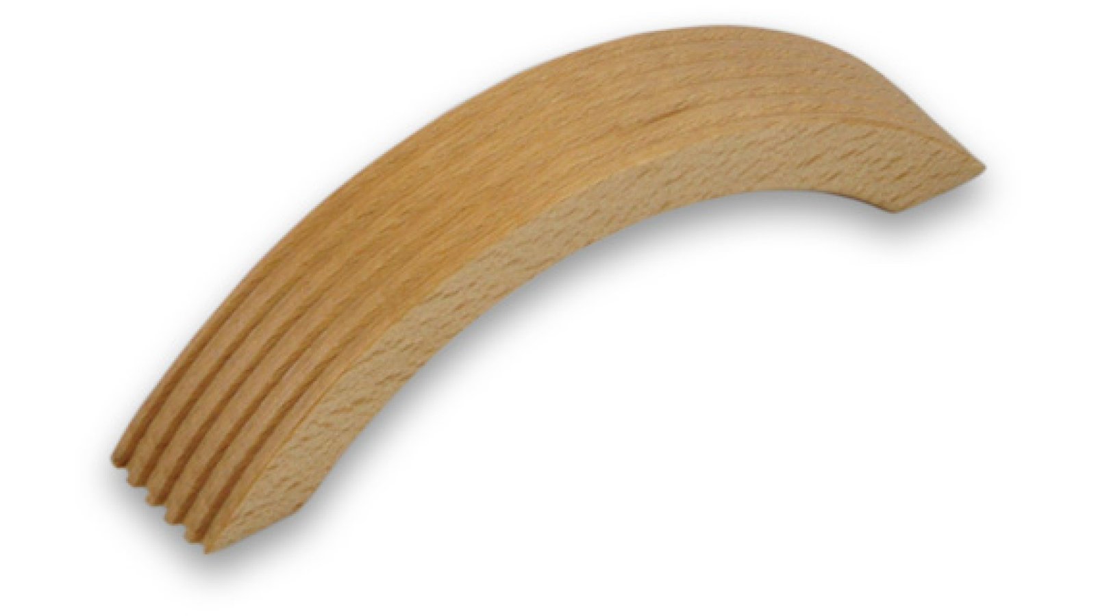 Griff Altdorf Holz - buche natur lackiert - 121 mm lang vor weißem Hintergrund