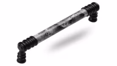 Griff Leon-Rot Zamak Porzellan schwarz matt weiß Wolke - 140 mm lang vor weißem Hintergrund