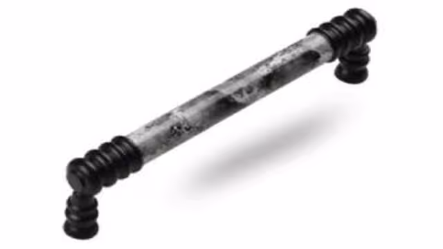 Griff Leon-Rot Zamak Porzellan schwarz matt weiß Wolke - 140 mm lang vor weißem Hintergrund