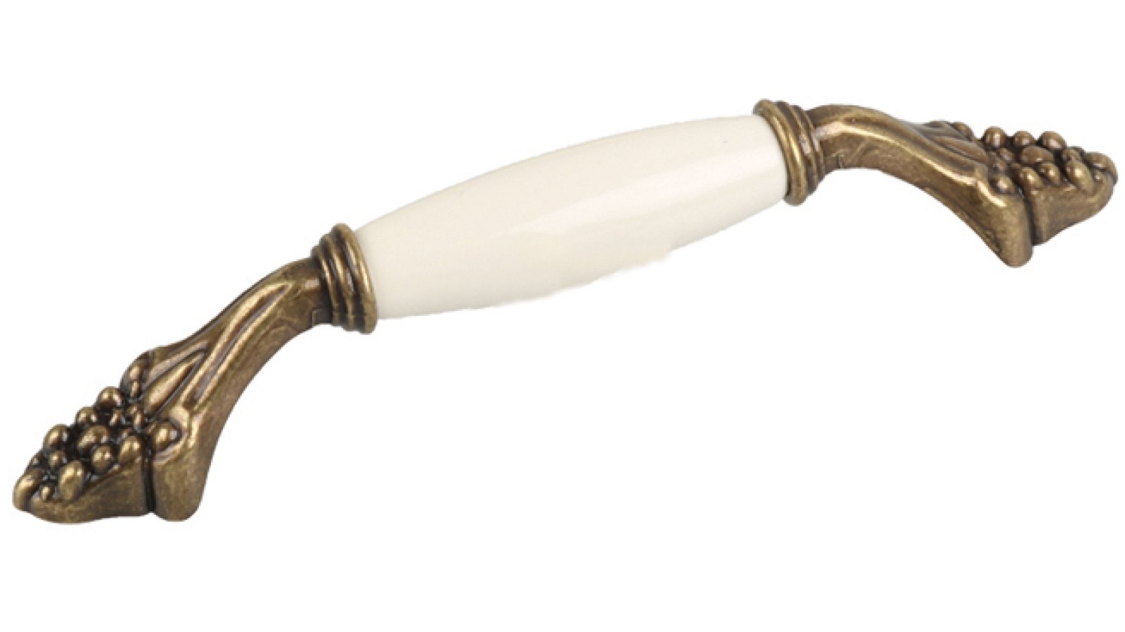 Griff Schöneiche Zamak Porzellan antik beige - 156 mm lang  vor weißem Hintergrund