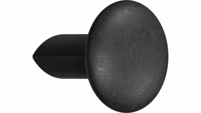 Griff VOLUMI-KNOB OceanIX Plastix Kunststoff - Schwarz eingefärbt - 30 mm lang  vor weißem Hintergrund