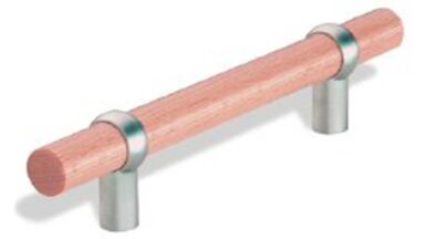 Stangengriff Maisach Holz - Druckguss buche natur lackiert chrom matt - 206 mm lang vor weißem Hintergrund