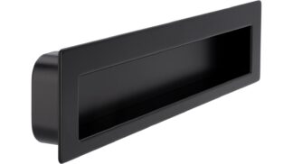 Muschel Worpswede Stahl schwarz matt pulverbeschichtet - 176 mm lang  vor weißem Hintergrund