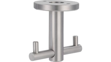 Garderobenelement Lienen Edelstahl, Silber - 62 mm lang vor weißem Hintergrund