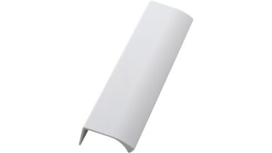 Griffleiste EDGE-Straight Aluminium - Weiß - 40 mm lang vor weißem Hintergrund
