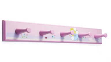 Hakenleiste Billerbeck Kunststoff bedruckt - fee mit steinchen, Kunststoff - pink - 400 mm lang  vor weißem Hintergrund