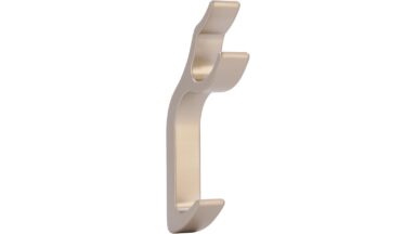 Haken Bockhorn Druckguss Edelstahleffekt matt - 115 mm lang  vor weißem Hintergrund