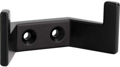 Haken Kandel Druckguss Schwarz matt - 65 mm lang  vor weißem Hintergrund