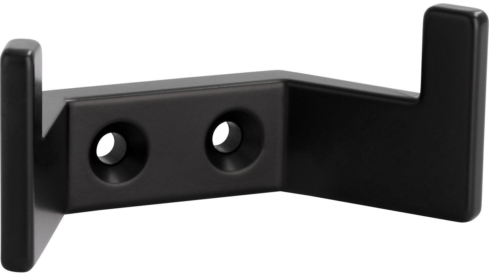 Haken Kandel Druckguss Schwarz matt - 65 mm lang vor weißem Hintergrund