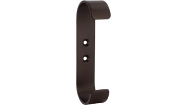 Haken Lienen Stahl Dunkelbraun - 100 mm lang vor weißem Hintergrund