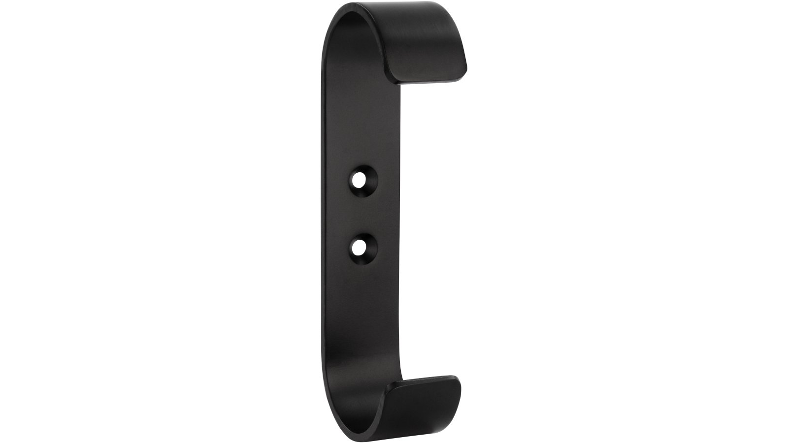Haken Lienen Stahl Schwarz matt - 100 mm lang vor weißem Hintergrund