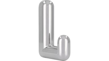 Haken Mainaschaff Druckguss Chrom glänzend - 65 mm lang vor weißem Hintergrund