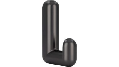 Haken Mainaschaff Druckguss Schwarzchrom matt - 65 mm lang vor weißem Hintergrund