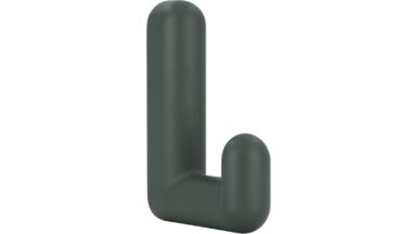 Haken Mainaschaff Druckguss Steingrün - 65 mm lang  vor weißem Hintergrund
