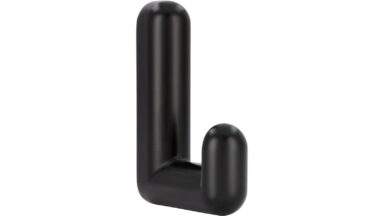 Haken Mainaschaff Druckguss Schwarz matt - 65 mm lang vor weißem Hintergrund