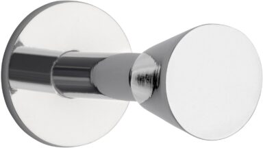 Haken Mansfeld Druckguss chrom glänzend - 25 mm lang  vor weißem Hintergrund