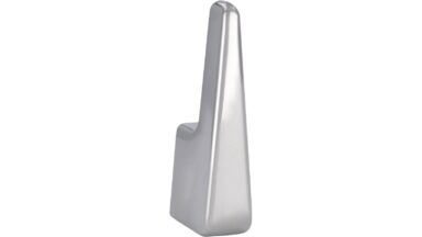 Haken Obernburg Druckguss Chrom glänzend - 80 mm lang  vor weißem Hintergrund
