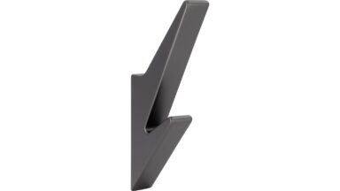 Haken Premnitz Druckguss Schwarzchrom matt - 115 mm lang  vor weißem Hintergrund