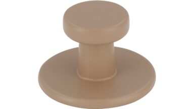 Haken Reichelsheim Druckguss Beigebraun. 3 Stück - 25 mm lang  vor weißem Hintergrund