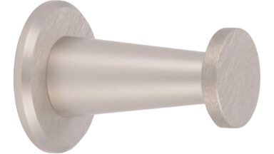 Haken Rimbach Aluminium Edelstahleffekt - 28 mm lang vor weißem Hintergrund