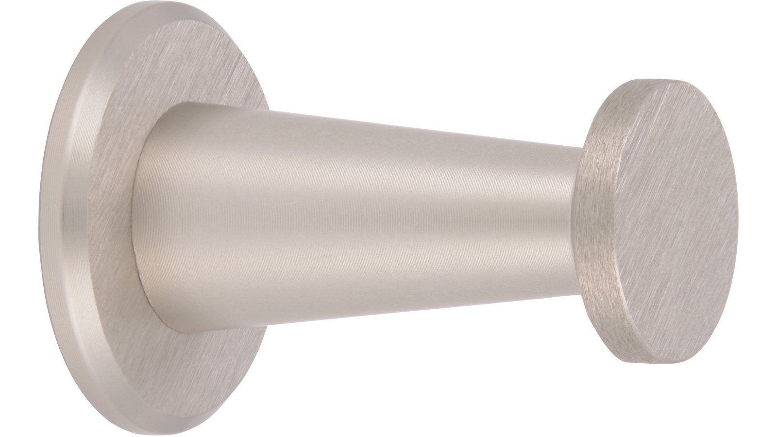 Haken Rimbach Aluminium Edelstahleffekt - 28 mm lang vor weißem Hintergrund