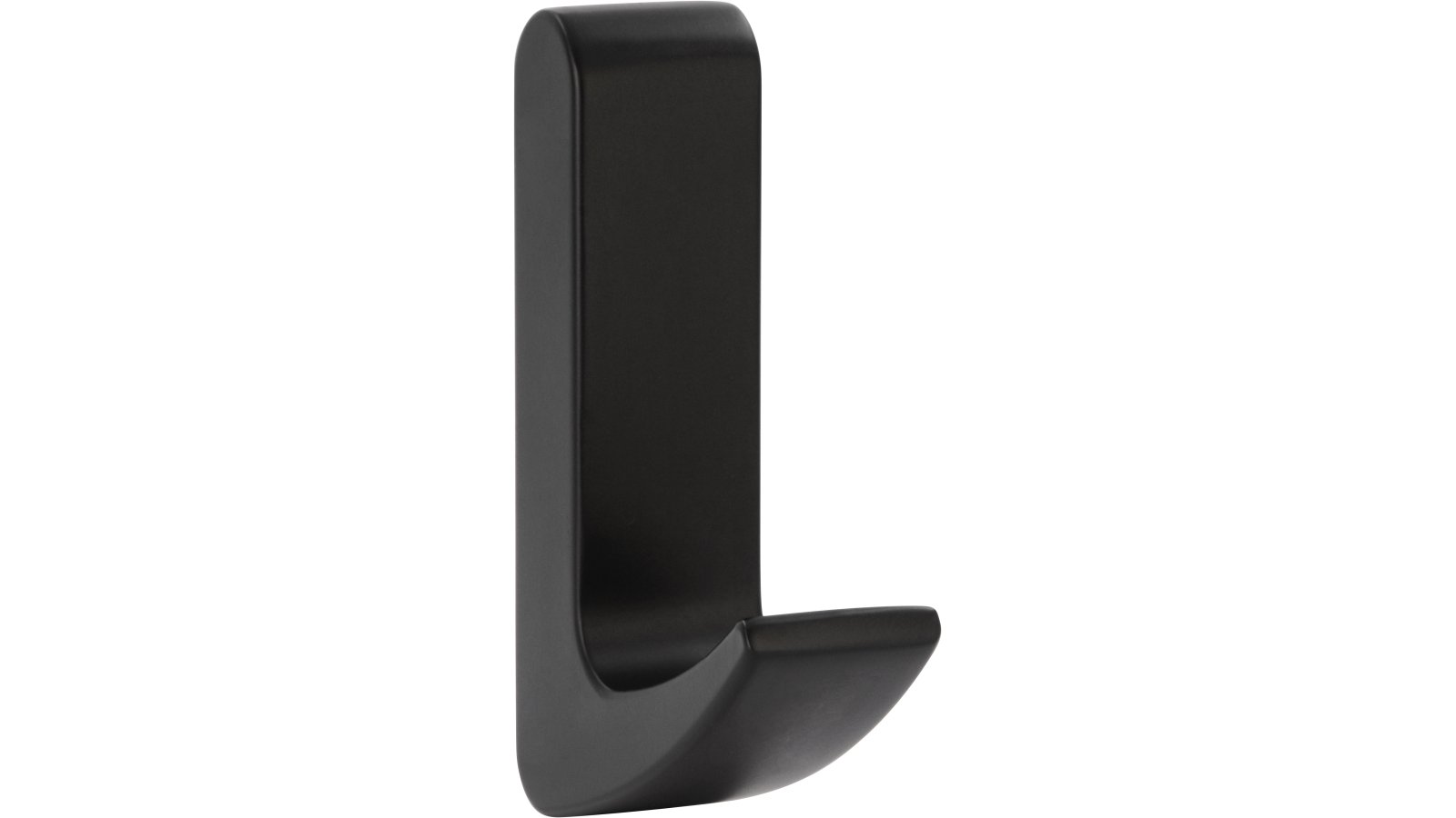 Haken Schleiz Druckguss Schwarz matt - 60 mm lang vor weißem Hintergrund