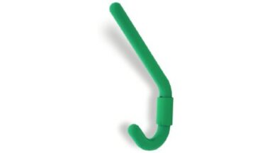 Haken Wolfsburg Kunststoff mintgrün - 154 mm lang vor weißem Hintergrund