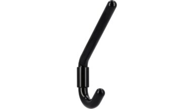 Haken Wolfsburg Kunststoff schwarz - 154 mm lang  vor weißem Hintergrund