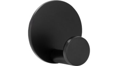 Haken sk Nohfelden Druckguss Schwarz matt - 50 mm lang vor weißem Hintergrund