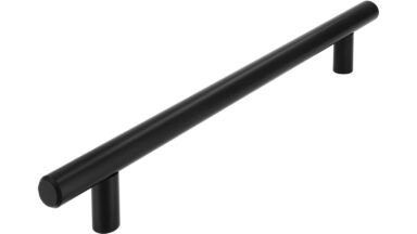 Griff Blankenheim Stahl schwarz matt pulverbeschichtet - 210 mm lang  vor weißem Hintergrund