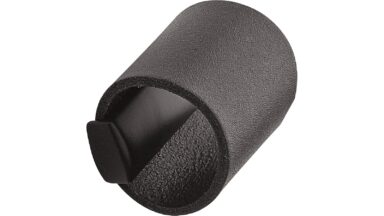Griff DRUM Leder,Zink - schwarz - 40 mm lang  vor weißem Hintergrund