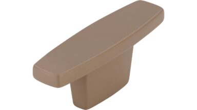 Griff Harzgerode Druckguss Beigebraun - 61 mm lang  vor weißem Hintergrund