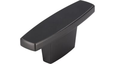 Griff Harzgerode Druckguss Schwarzchrom matt - 61 mm lang  vor weißem Hintergrund