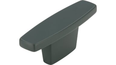 Griff Harzgerode Druckguss Steingrün - 61 mm lang  vor weißem Hintergrund