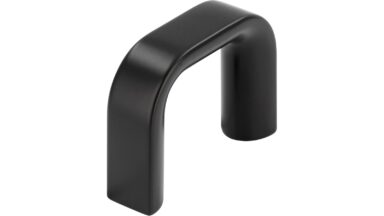 Griff Hemau Druckguss Schwarz matt - 40 mm lang  vor weißem Hintergrund